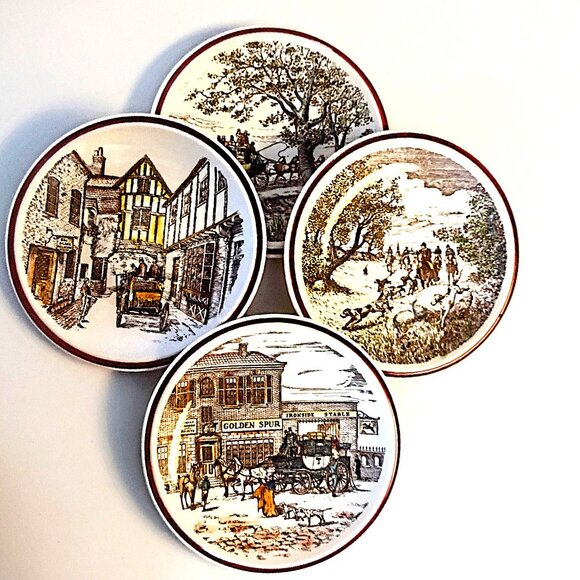 VTG "Bits of Old England" Luncheon Plates 4-Pc Set ~ Vernon Kilns ~ Nos. 1,2,4,8 - Picture 14 of 14